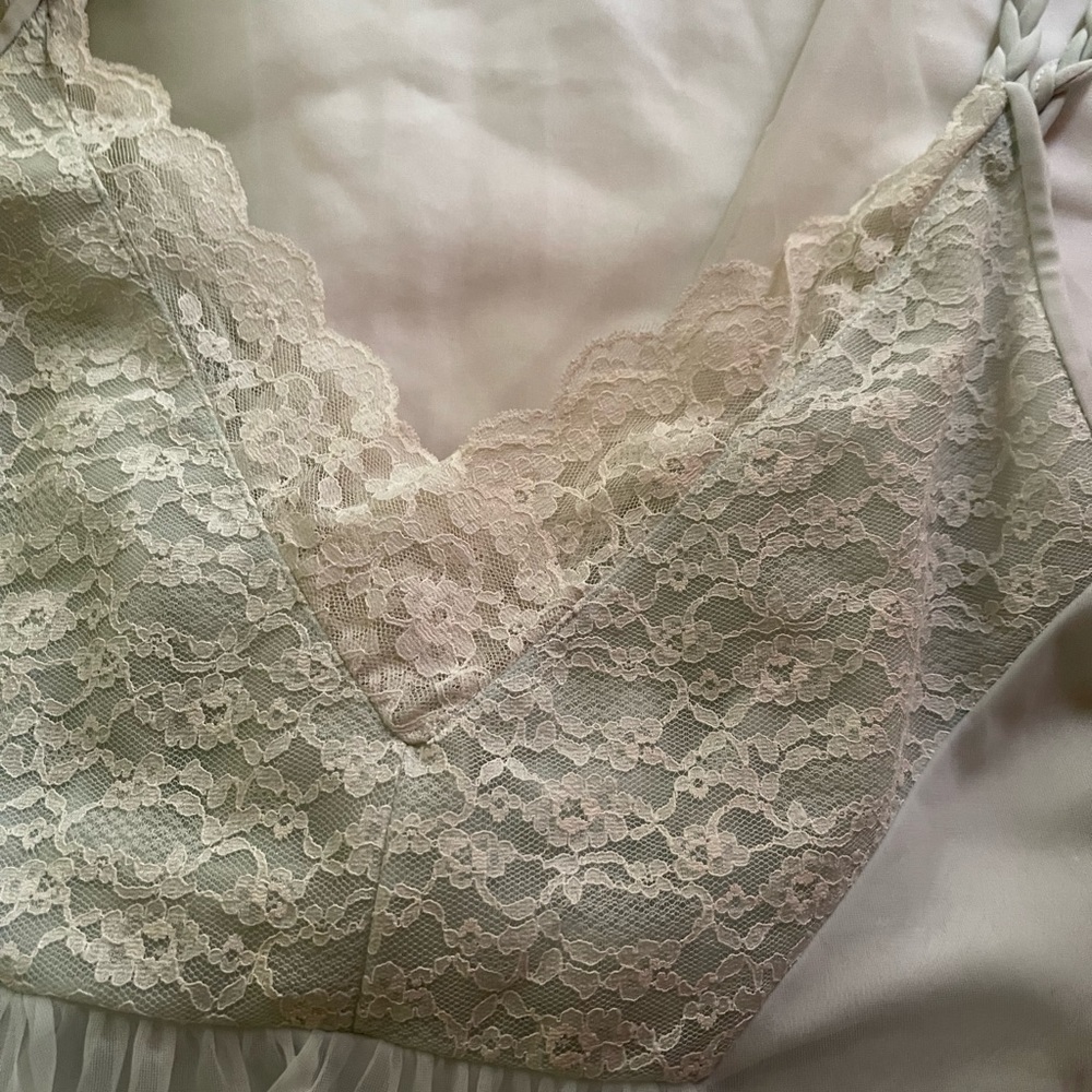 vintage lace puff sleeve embellished slip dress and coverup - Picture 4 of 10